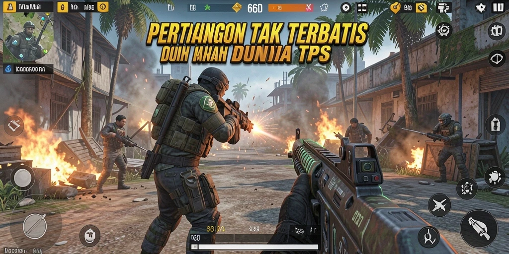 Screenshot gameplay TPS yang intens dan mendebarkan di 66D.