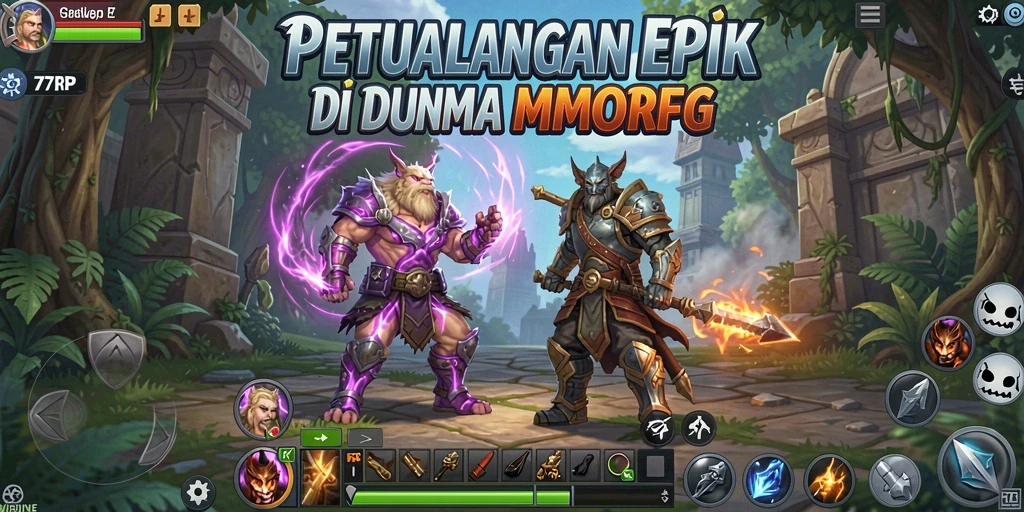 Tampilan gameplay menakjubkan dari 77RP dalam dunia MMORPG.