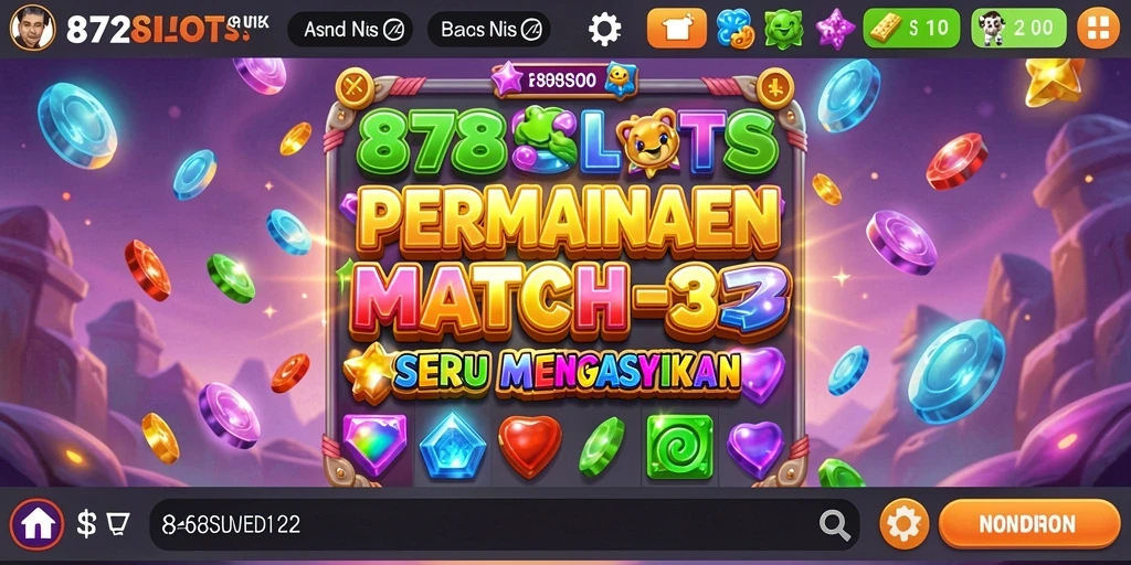 Screenshot dari gameplay Match-3 yang seru di 8728SLOTS.