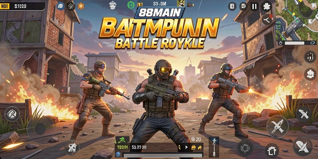 Tangkapan layar aksi pertempuran epik dalam 88MAIN, menunjukkan intensitas Battle Royale.