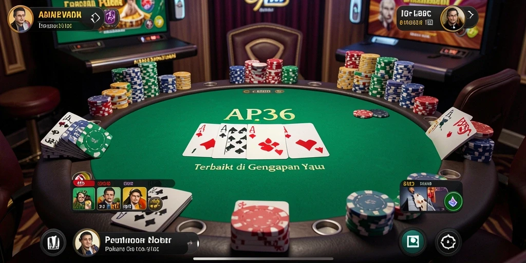 Tampilan gameplay menegangkan di API36 dengan mode Poker yang menarik.