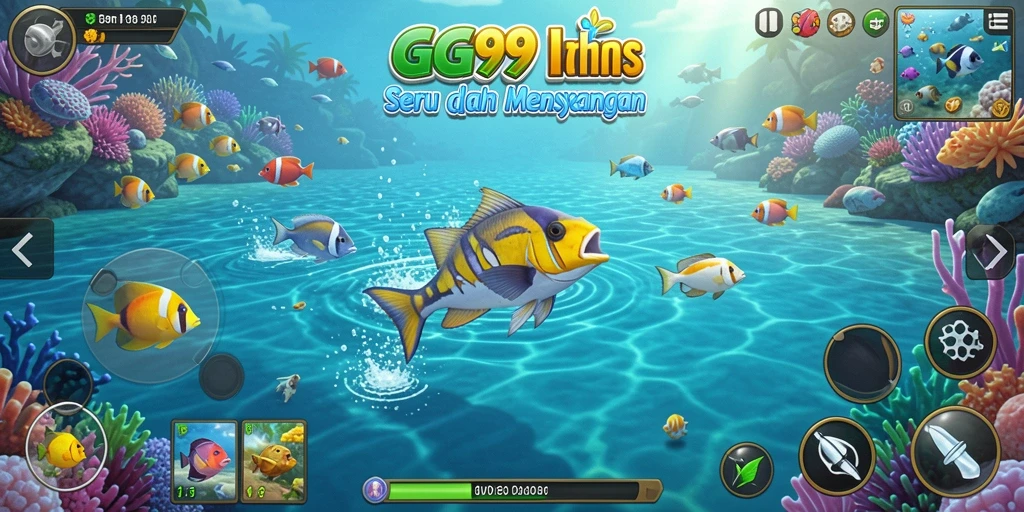 Screenshot gameplay GG99 menampilkan serunya menembak ikan.