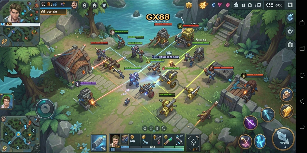 Tampilan gameplay GX88 dengan pertempuran strategis yang mendebarkan.