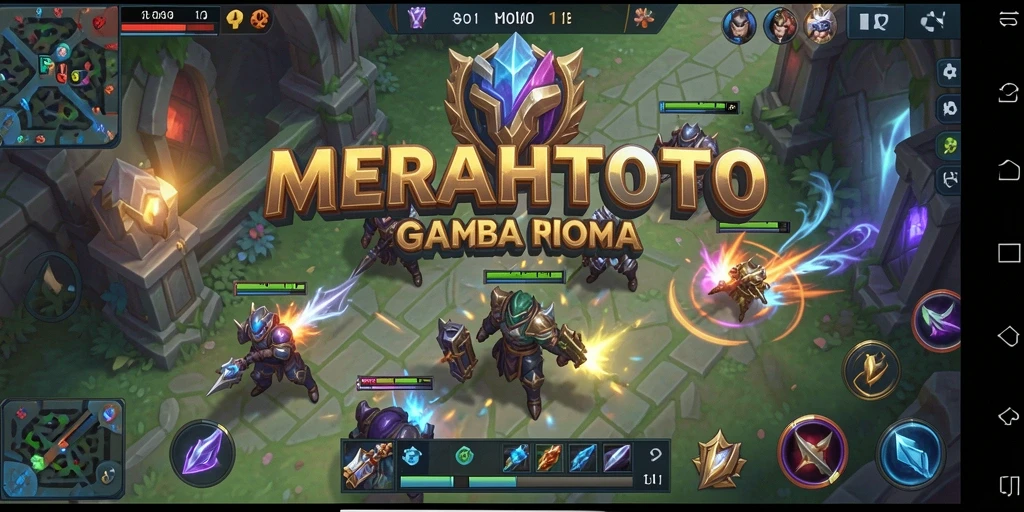 Screenshot gameplay <strong>MERAHTOTO</strong> menampilkan pertarungan tim yang epik di arena MOBA.