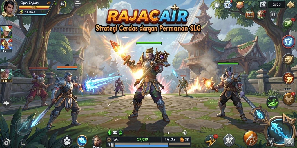 Screenshot utama RAJACAIR menampilkan pertarungan strategis yang mendebarkan.