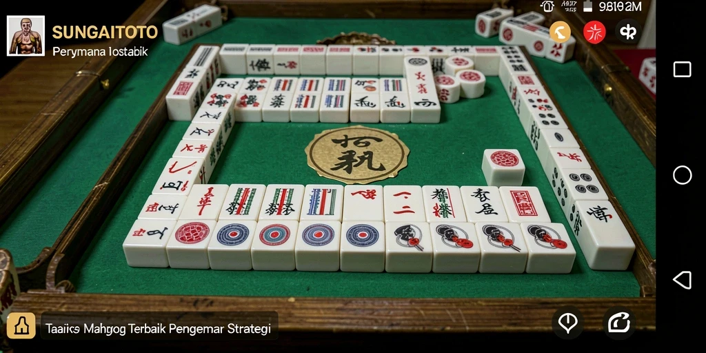 Tampilan gameplay menegangkan dari SUNGAITOTO dengan papan Mahjong yang indah.