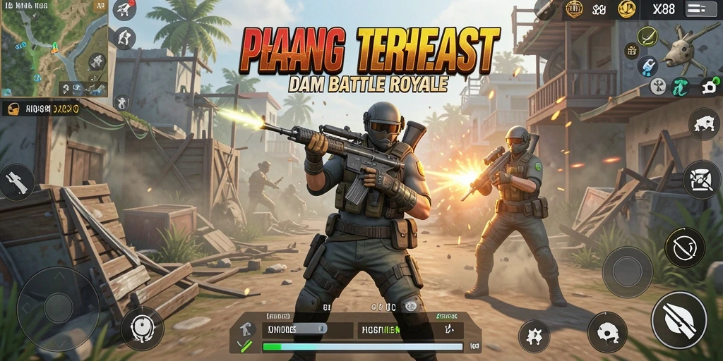 Gameplay <strong>X88</strong> menampilkan pertempuran intens di arena Battle Royale.